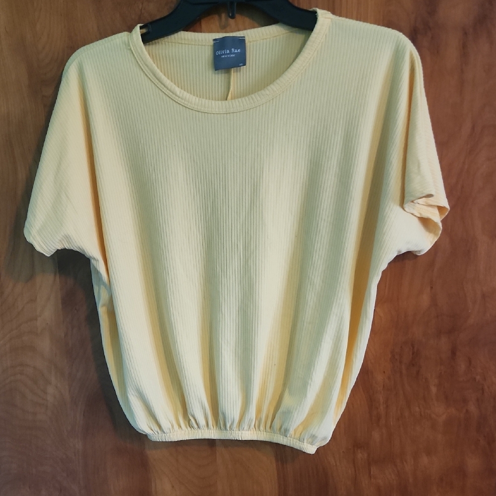 Olivia Rae Soft Yellow Ribbed Tee